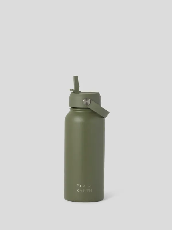 Khaki - Water Bottle Bag & 1 Litre Water Bottle Set