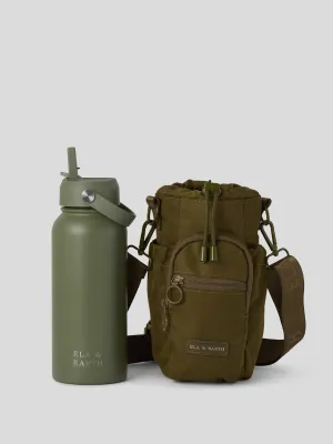 Khaki - Water Bottle Bag & 1 Litre Water Bottle Set