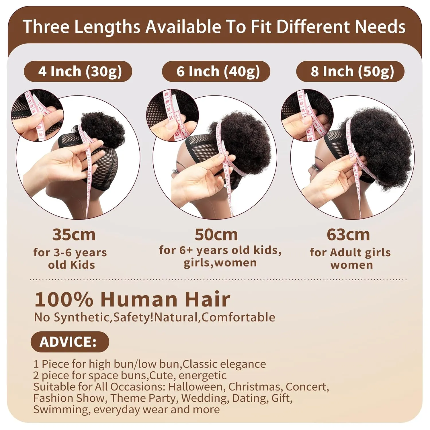 Kids Small Afro Puff 4 Inch Feipro Real Human Hair Ponytail Extension for Baby Black Women Short Kinky Curly Ponytail Drawstring Ponytail 4c Fake Bun Children African American Afro Puffs Jet Black 30g