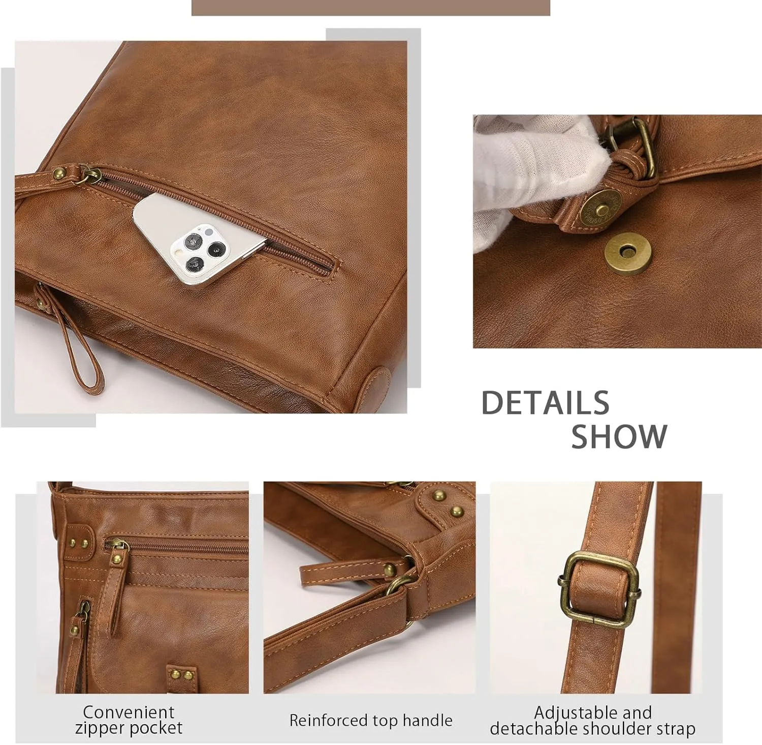 KL928 Crossbody Bags for Women, Multi Pocket Shoulder Bags, Medium PU Leather Cross Body Purses