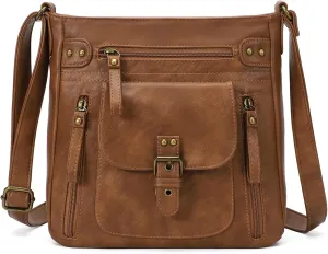KL928 Crossbody Bags for Women, Multi Pocket Shoulder Bags, Medium PU Leather Cross Body Purses