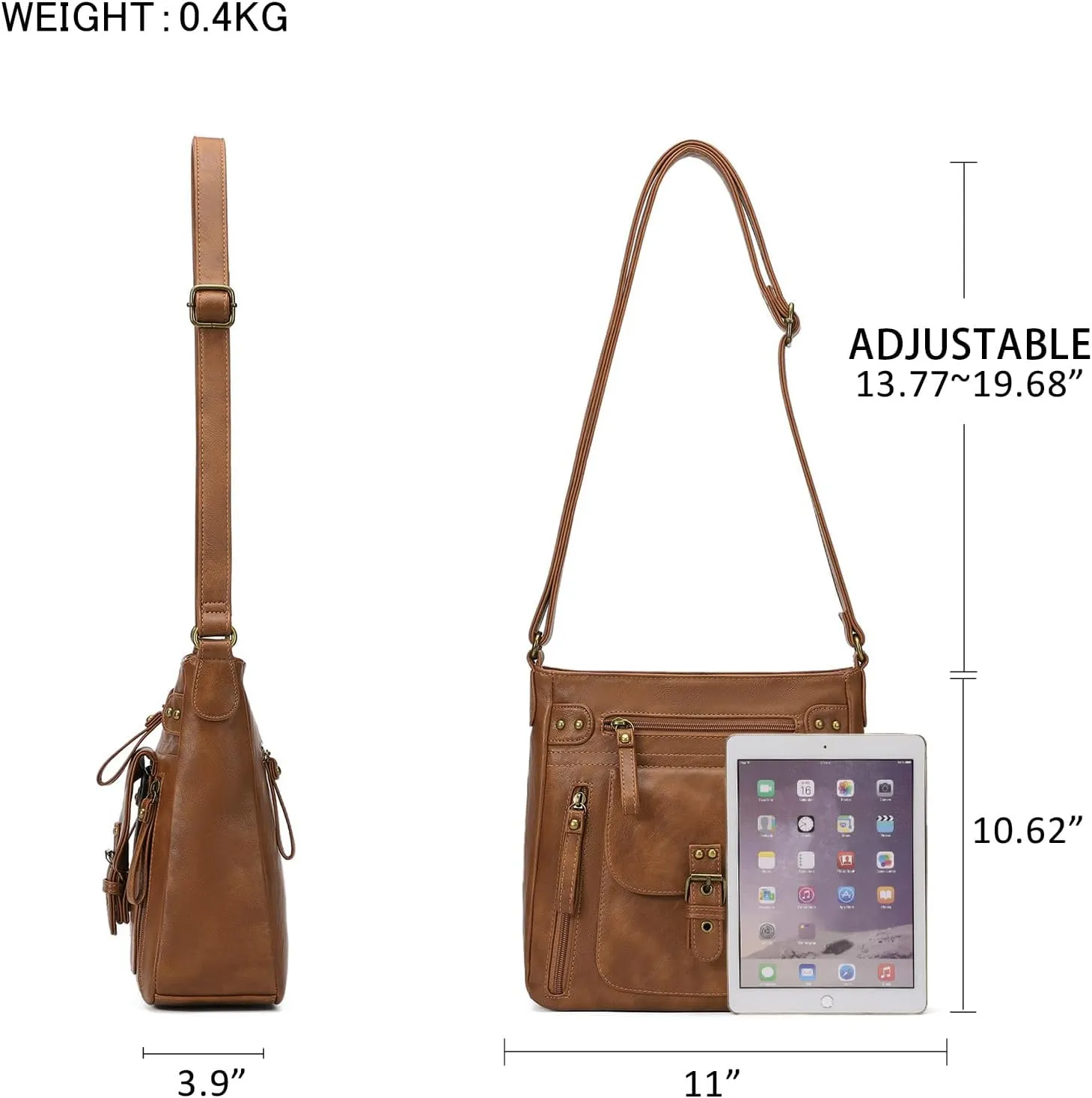 KL928 Crossbody Bags for Women, Multi Pocket Shoulder Bags, Medium PU Leather Cross Body Purses