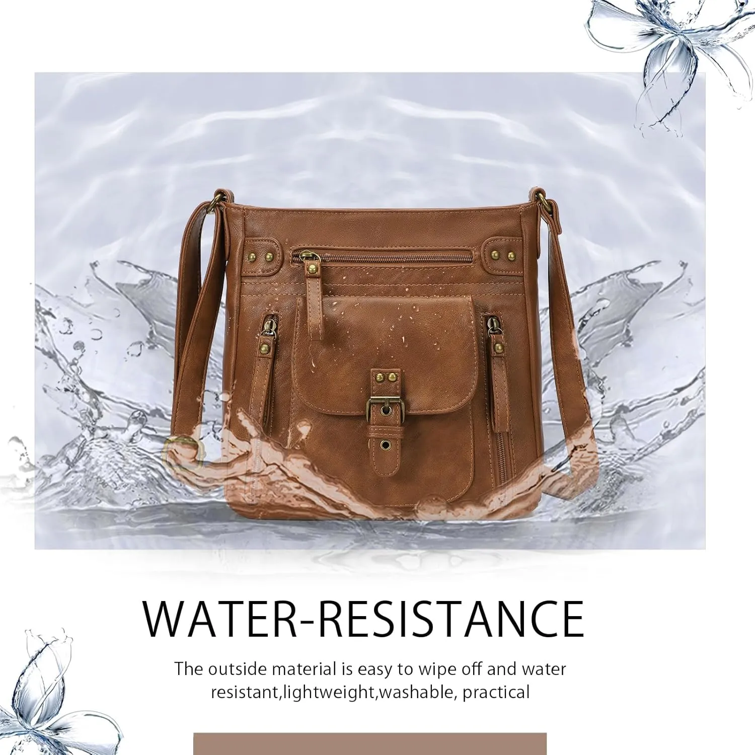 KL928 Crossbody Bags for Women, Multi Pocket Shoulder Bags, Medium PU Leather Cross Body Purses