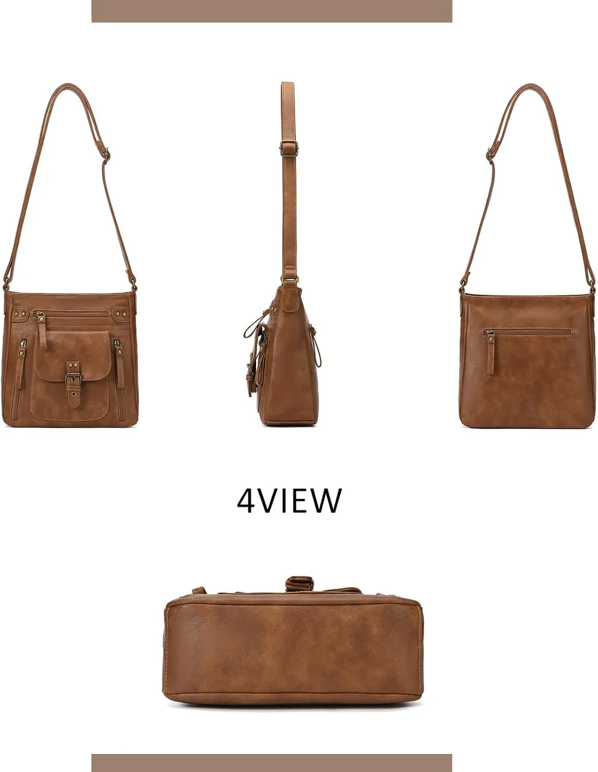 KL928 Crossbody Bags for Women, Multi Pocket Shoulder Bags, Medium PU Leather Cross Body Purses