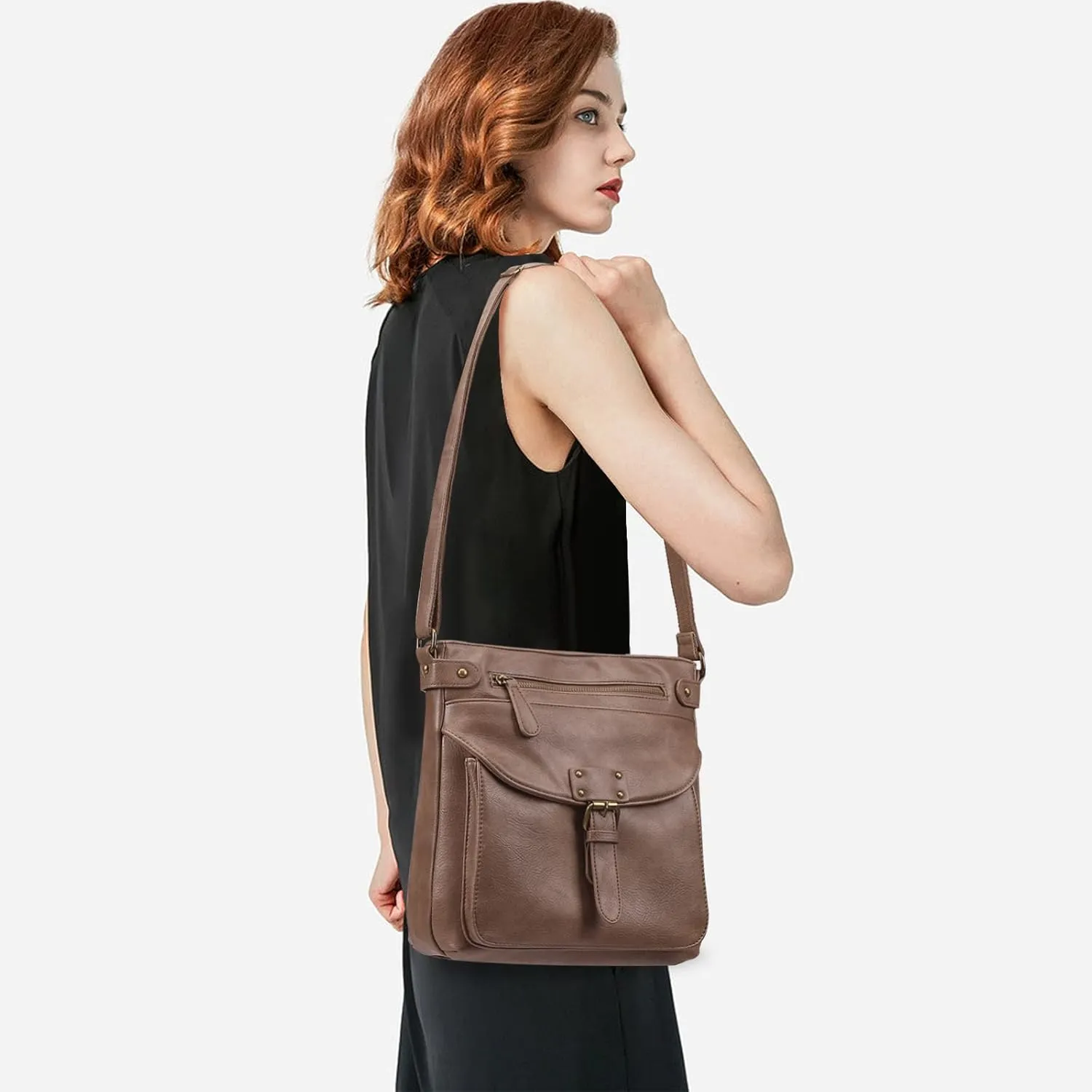 KouLi Buir Crossbody Purses for Women - PU Leather Shoulder Handbags Sling Bag Crossboby Bags Medium Multi Pockets