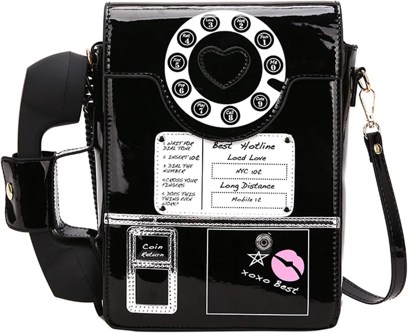 KUANG! Women Reflective Fashion Telephone Shaped Shoulder Bag Ladies Novelty Microphone Crossbody Bag Chain Purse for Girls