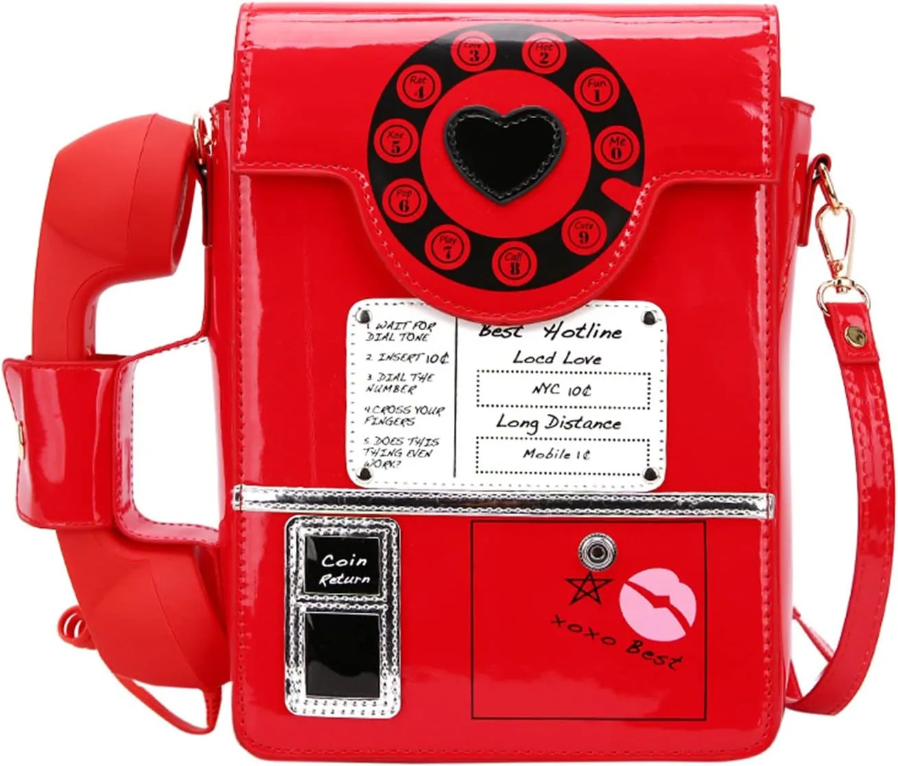KUANG! Women Reflective Fashion Telephone Shaped Shoulder Bag Ladies Novelty Microphone Crossbody Bag Chain Purse for Girls