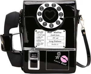 KUANG! Women Reflective Fashion Telephone Shaped Shoulder Bag Ladies Novelty Microphone Crossbody Bag Chain Purse for Girls