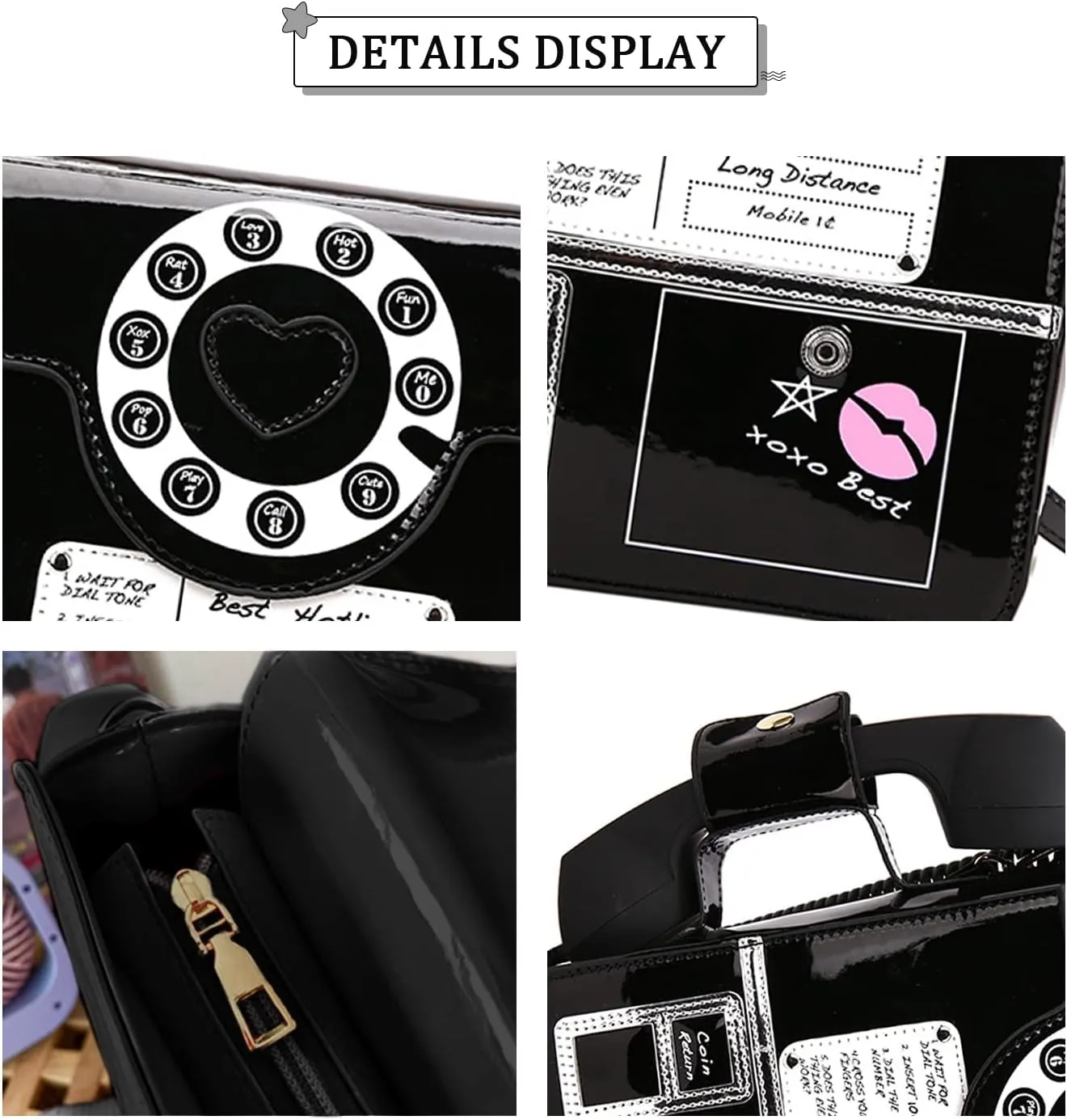 KUANG! Women Reflective Fashion Telephone Shaped Shoulder Bag Ladies Novelty Microphone Crossbody Bag Chain Purse for Girls