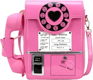 KUANG! Women Reflective Fashion Telephone Shaped Shoulder Bag Ladies Novelty Microphone Crossbody Bag Chain Purse for Girls