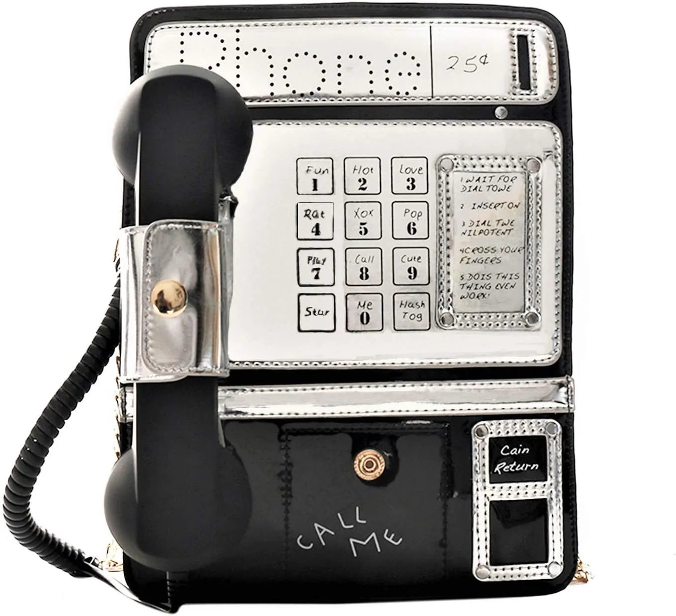 KUANG! Women Reflective Laser Fashion Telephone Shaped Shoulder Bag Ladies Funny Crossbody Bag Chain Purse