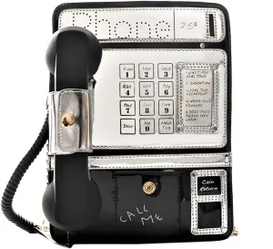 KUANG! Women Reflective Laser Fashion Telephone Shaped Shoulder Bag Ladies Funny Crossbody Bag Chain Purse