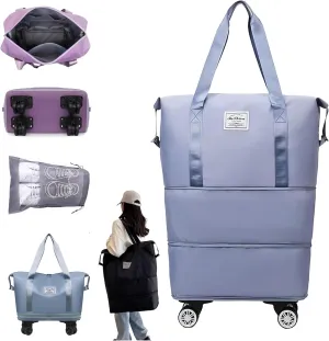 Kulken Travel Bag with Wheels, 2025 New Large Capacity Travel Bag - Universal Wheel Removable, Lightweight Expandable (1*Light Blue)