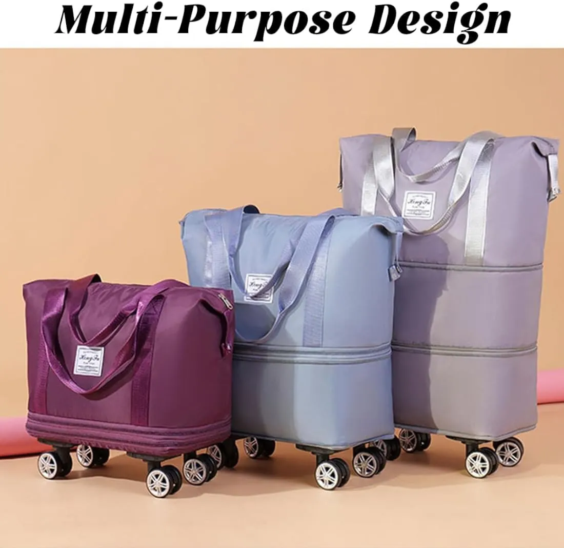 Kulken Travel Bag with Wheels, 2025 New Large Capacity Travel Bag - Universal Wheel Removable, Lightweight Expandable (1*Light Blue)