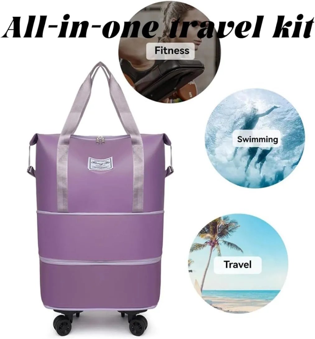 Kulken Travel Bag with Wheels, 2025 New Large Capacity Travel Bag - Universal Wheel Removable, Lightweight Expandable (1*Light Blue)