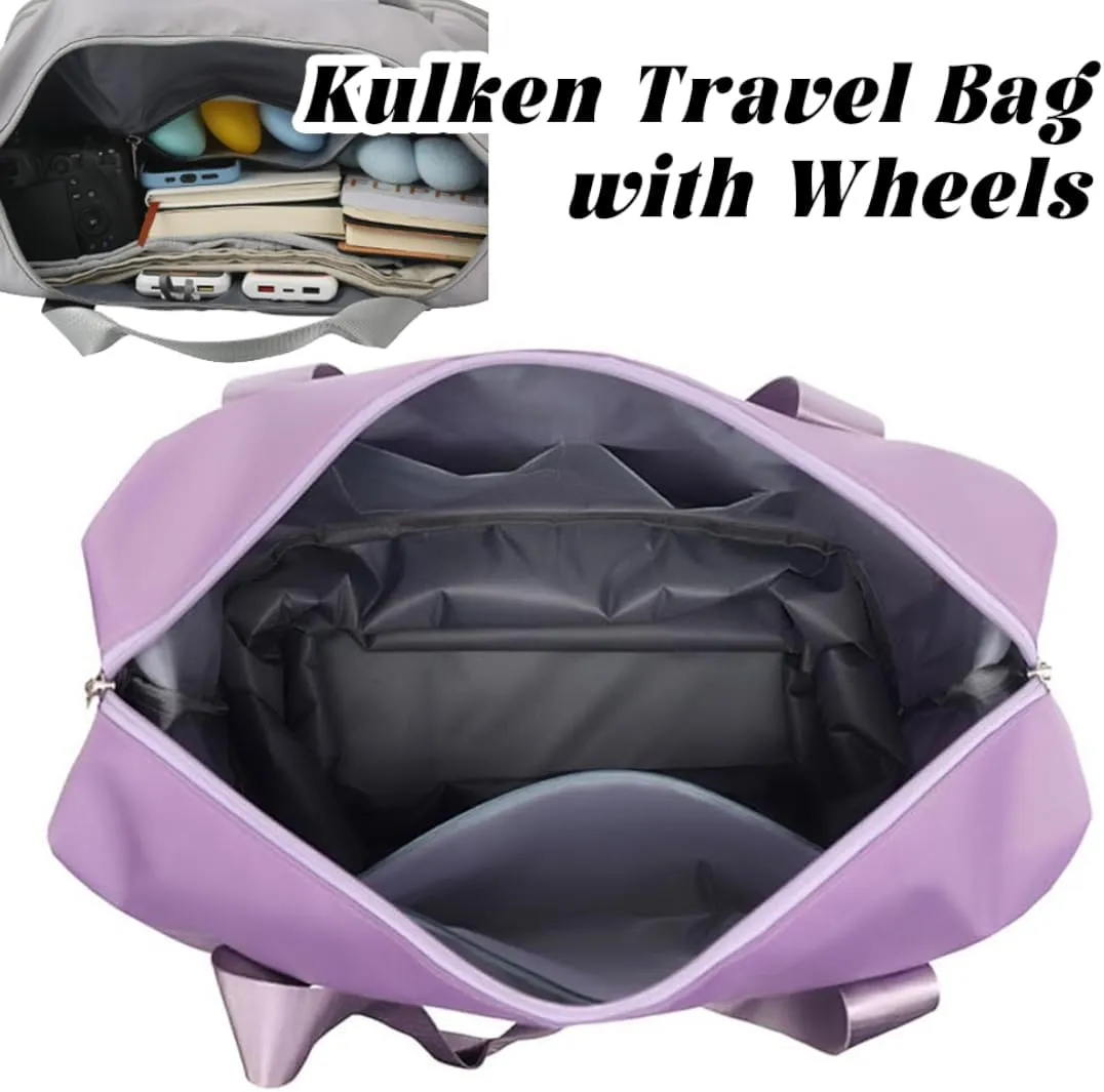Kulken Travel Bag with Wheels, 2025 New Large Capacity Travel Bag - Universal Wheel Removable, Lightweight Expandable (1*Light Blue)