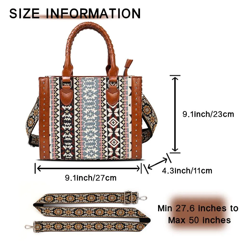 Ladies Vintage Bohemian Print Tote Handbag TZBG0417