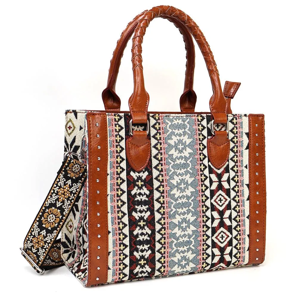Ladies Vintage Bohemian Print Tote Handbag TZBG0417
