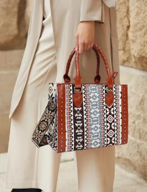 Ladies Vintage Bohemian Print Tote Handbag TZBG0417