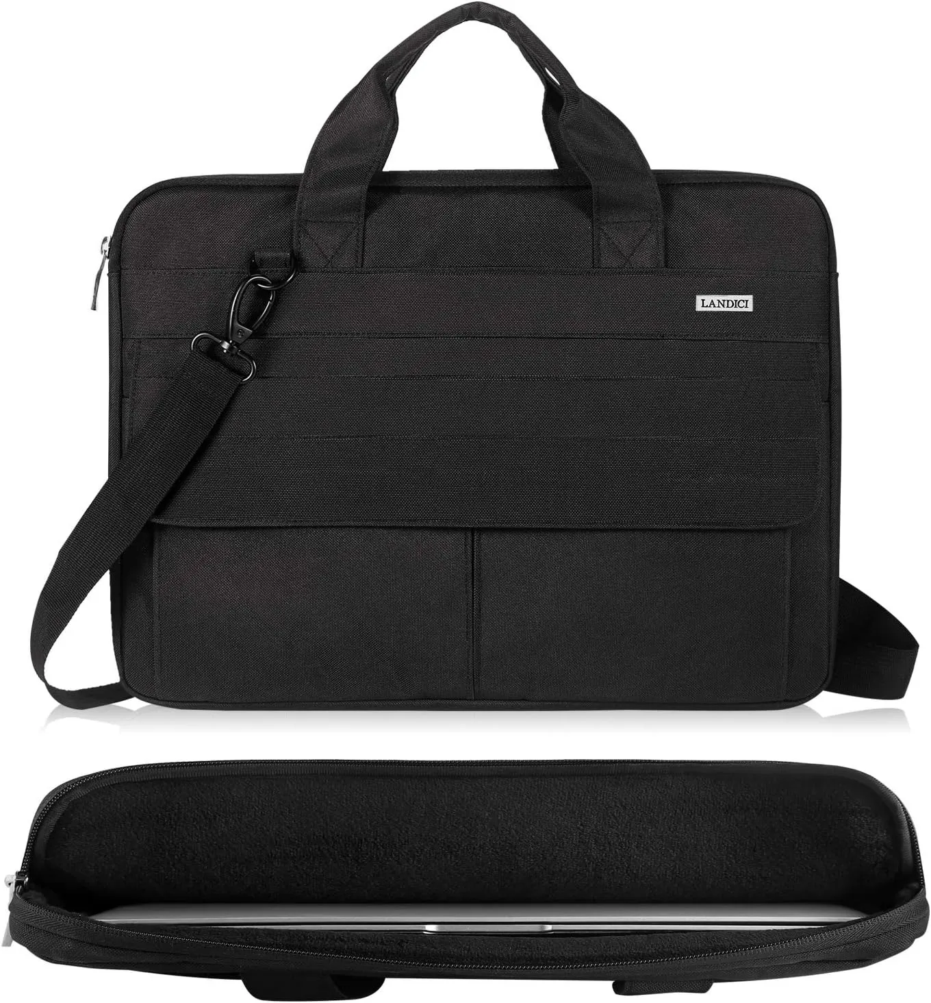LANDICI Laptop Bag Carrying Case 13-14 inch with Shoulder Strap, Slim Waterproof Computer Sleeve Compatible with MacBook Air 13/13.3 M1 M2, MacBook Pro 13/14, Chromebook 14, Black