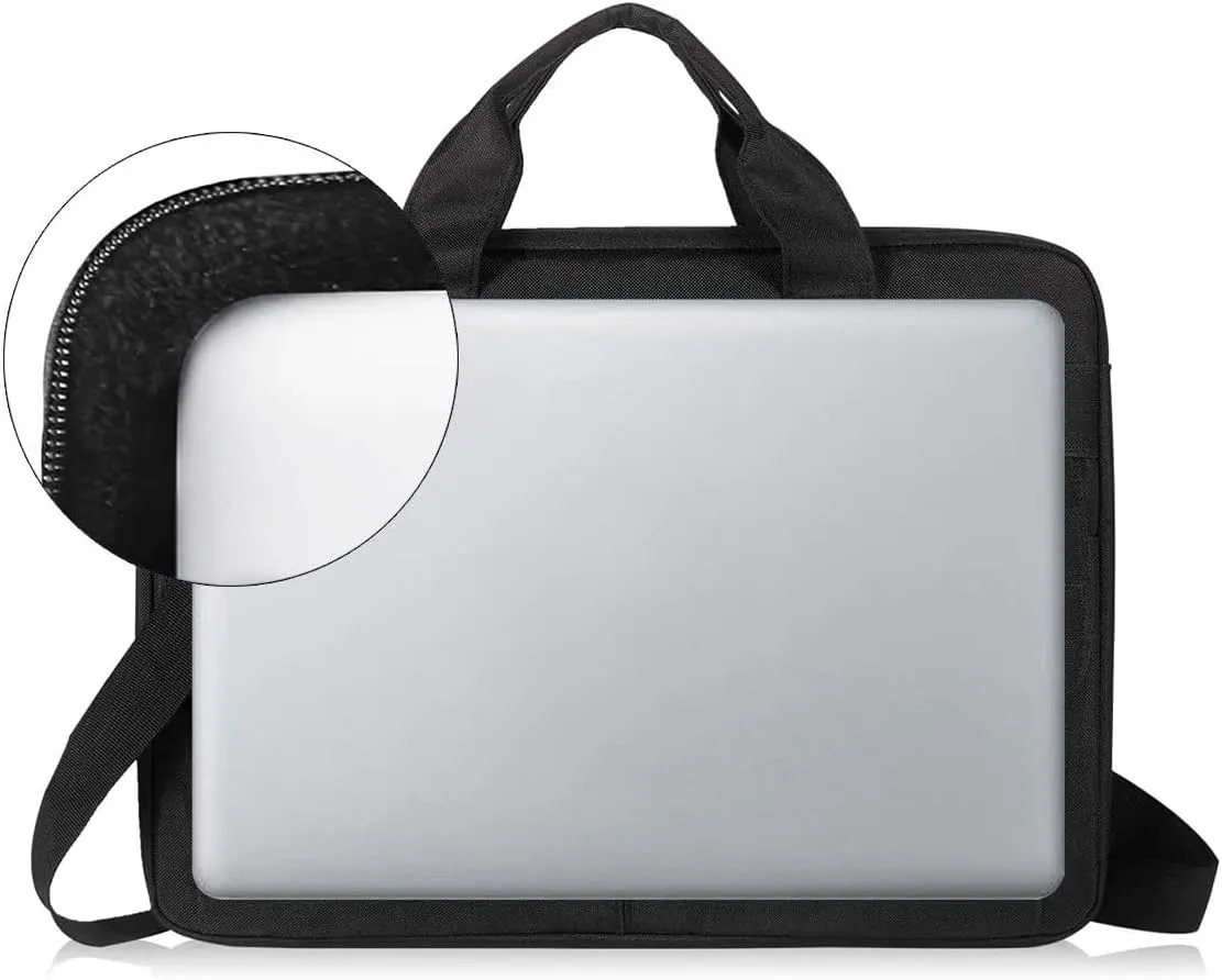 LANDICI Laptop Bag Carrying Case 13-14 inch with Shoulder Strap, Slim Waterproof Computer Sleeve Compatible with MacBook Air 13/13.3 M1 M2, MacBook Pro 13/14, Chromebook 14, Black