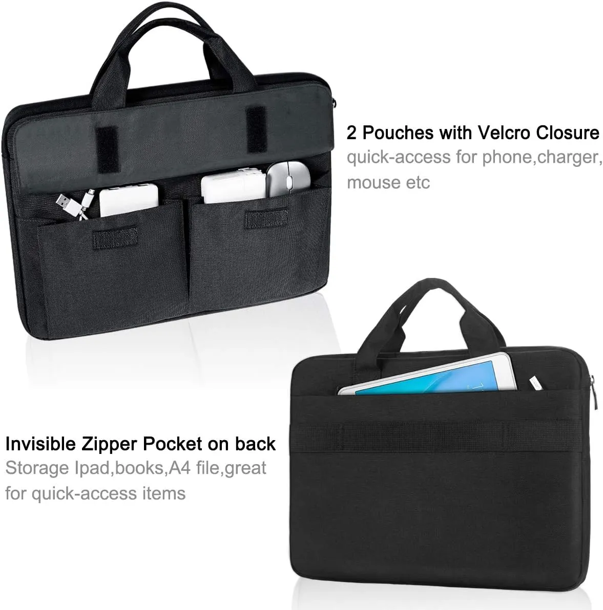 LANDICI Laptop Bag Carrying Case 13-14 inch with Shoulder Strap, Slim Waterproof Computer Sleeve Compatible with MacBook Air 13/13.3 M1 M2, MacBook Pro 13/14, Chromebook 14, Black