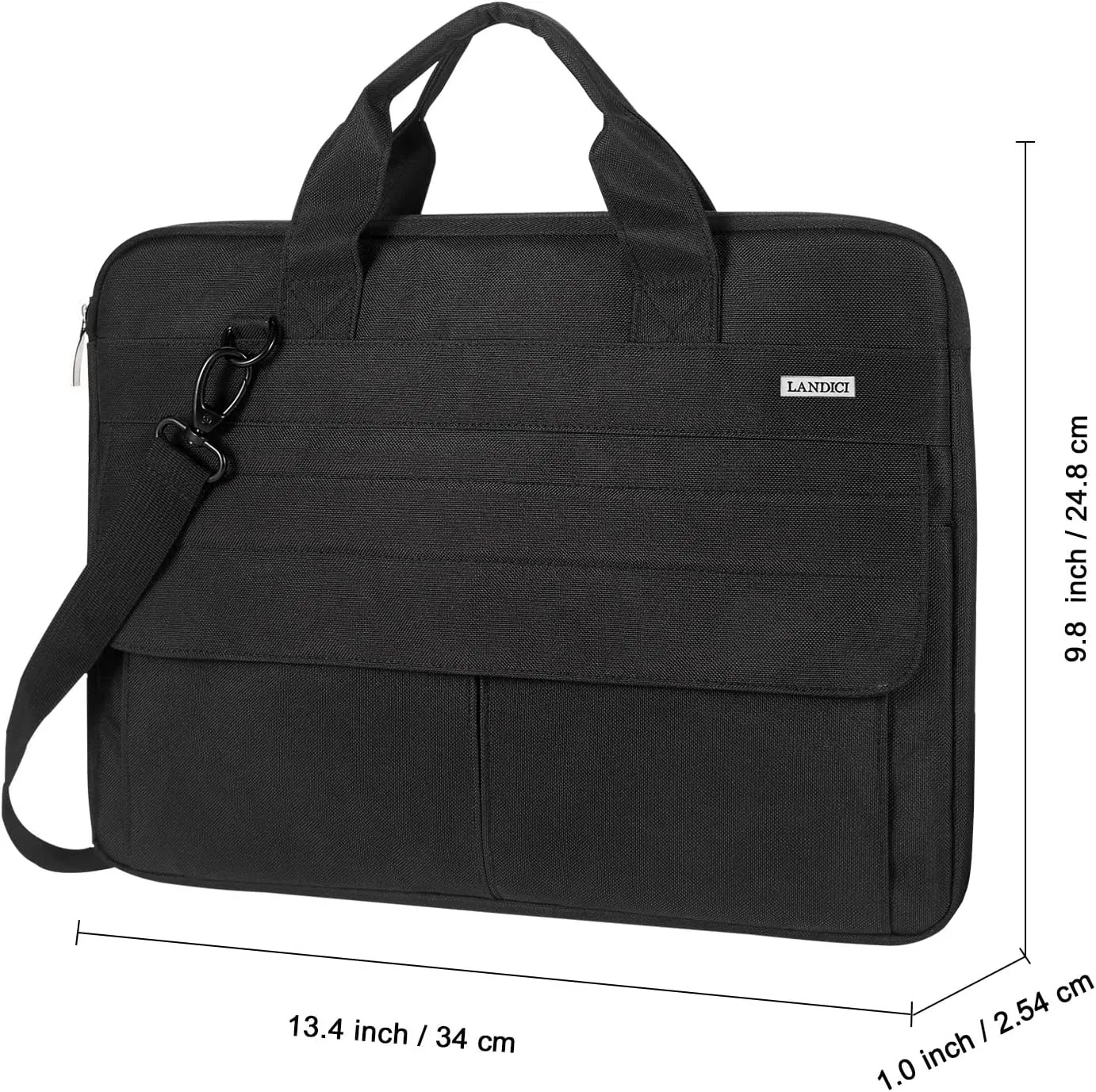 LANDICI Laptop Bag Carrying Case 13-14 inch with Shoulder Strap, Slim Waterproof Computer Sleeve Compatible with MacBook Air 13/13.3 M1 M2, MacBook Pro 13/14, Chromebook 14, Black