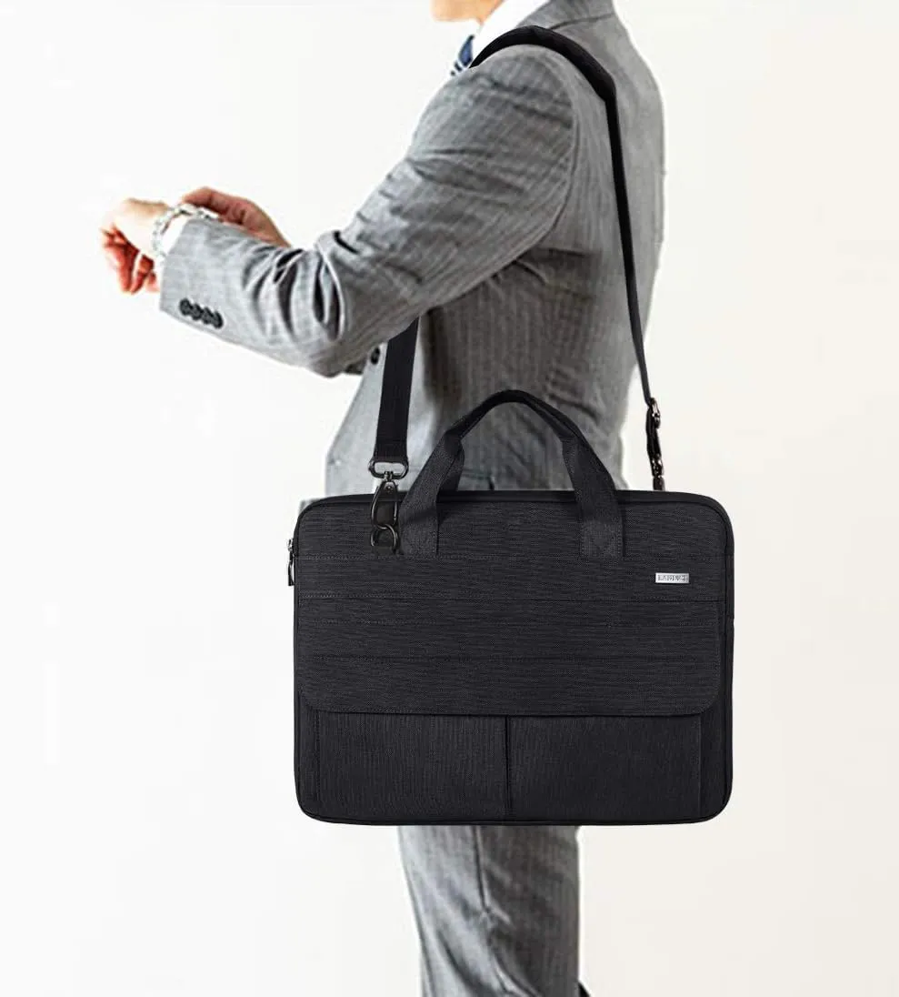 LANDICI Laptop Bag Carrying Case 13-14 inch with Shoulder Strap, Slim Waterproof Computer Sleeve Compatible with MacBook Air 13/13.3 M1 M2, MacBook Pro 13/14, Chromebook 14, Black