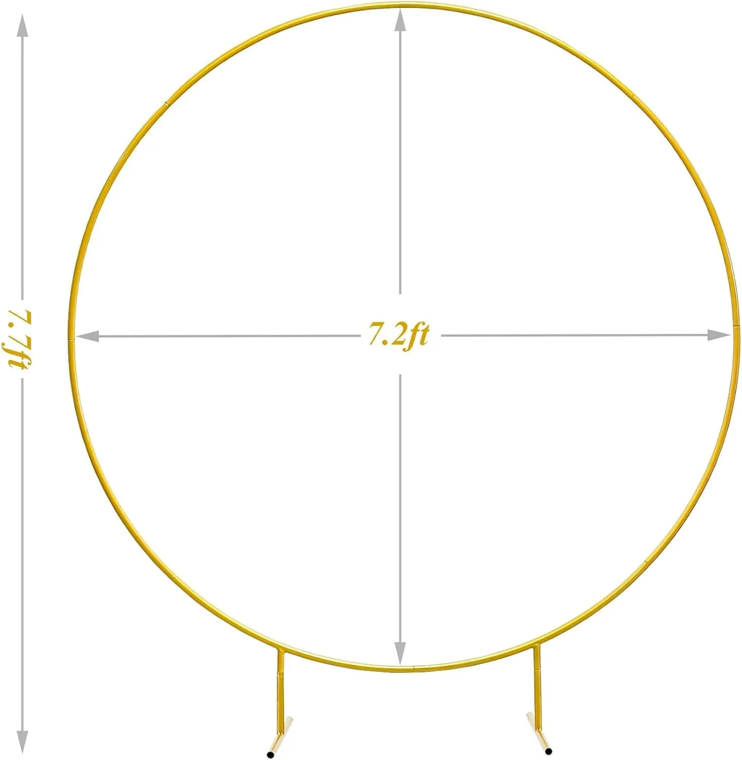 LANGXUN 7.2ft Gold Metal Round Balloon Arch kit, Backdrop Circle Stand Arch Frame for Wedding Birthday Party Decoration, Graduation Decorations and Baby Shower Photo Background