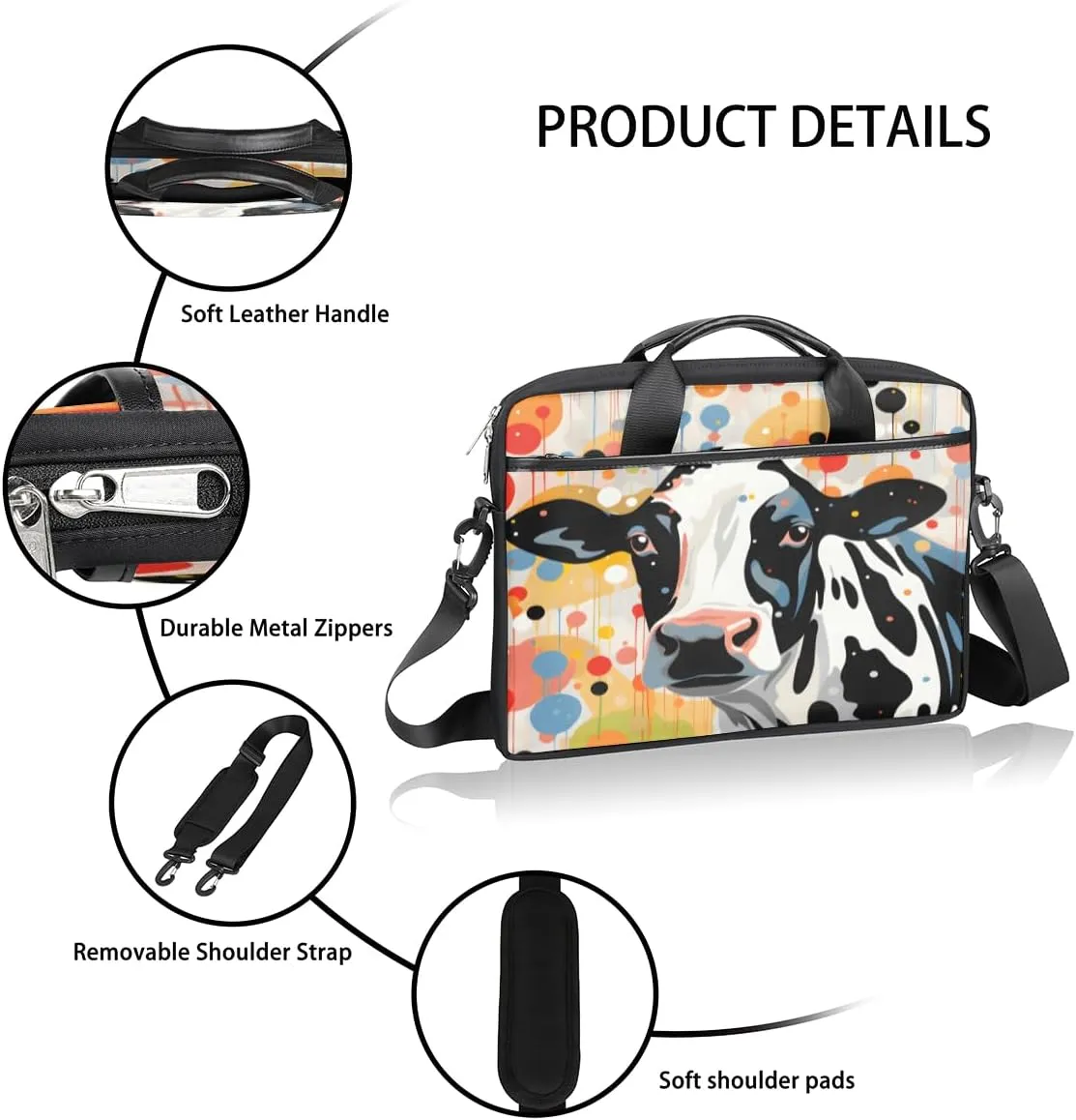 Laptop Bag for Women Men Waterproof Laptop Shoulder Bag 14-15.6 Inch Computer Messenger Bag Carrying Case