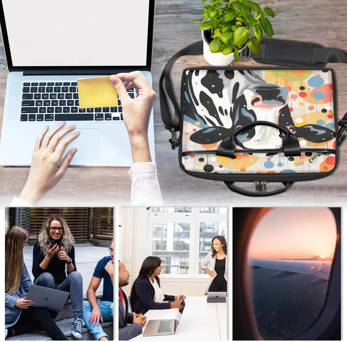 Laptop Bag for Women Men Waterproof Laptop Shoulder Bag 14-15.6 Inch Computer Messenger Bag Carrying Case