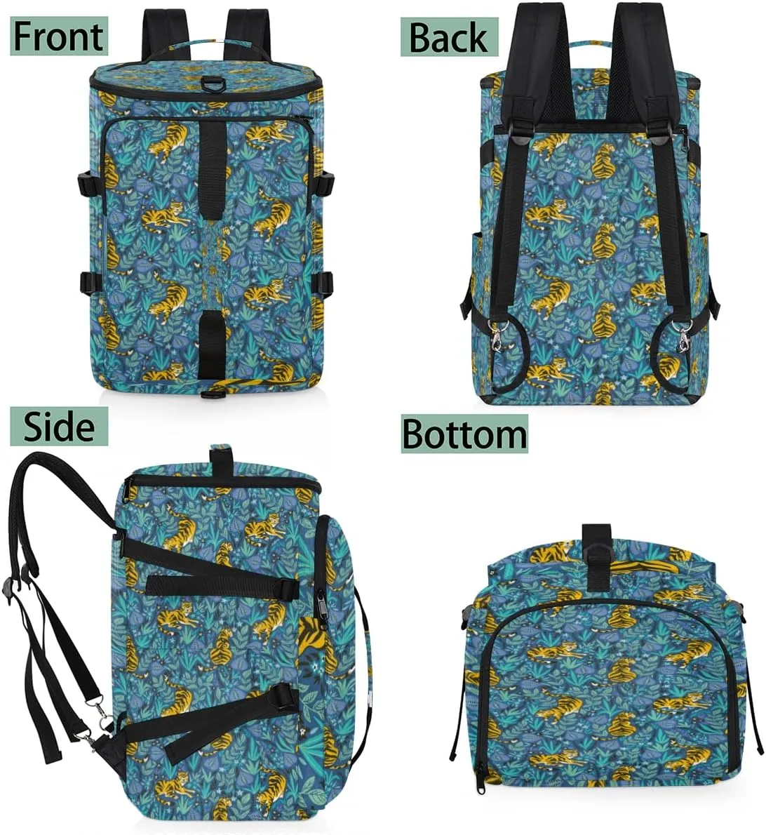 Large Sports Gym Bag With Shoe & Laptop Compartment 47L Waterproof Travel Duffel Bags for Men Women Bohemian Tiger Luggage Backpack Duffle Bag