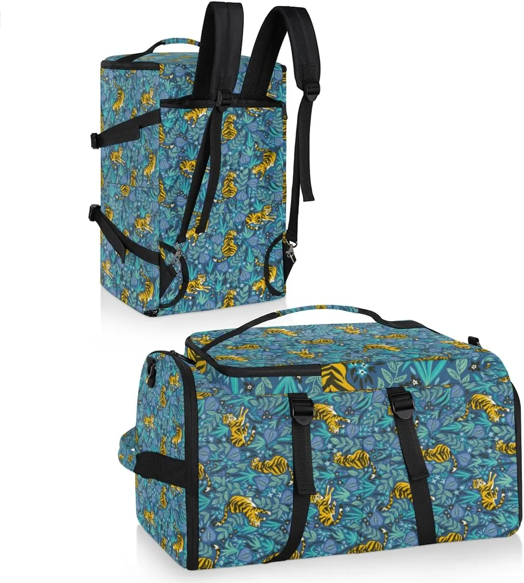 Large Sports Gym Bag With Shoe & Laptop Compartment 47L Waterproof Travel Duffel Bags for Men Women Bohemian Tiger Luggage Backpack Duffle Bag