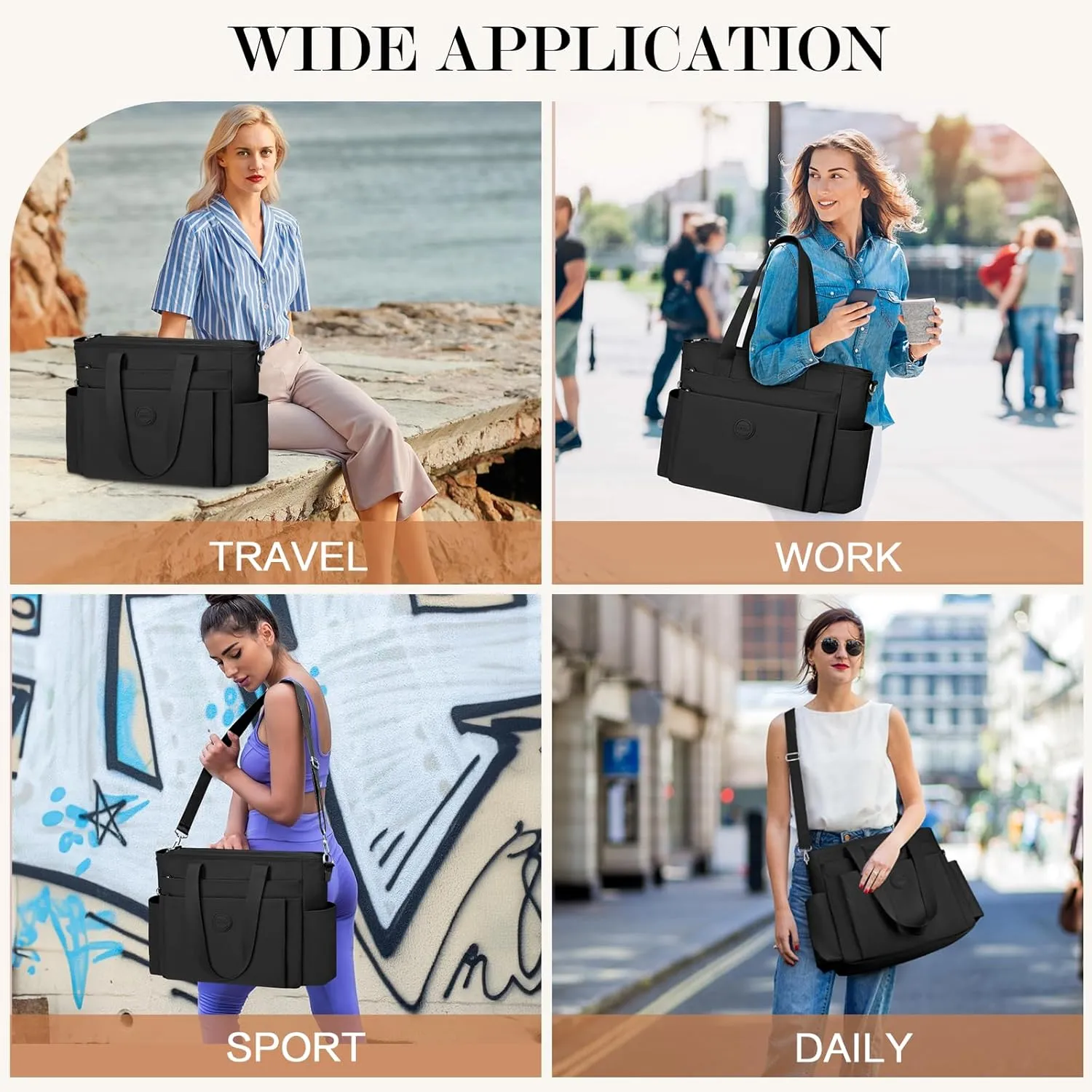 Large Tote Bag for Women, Waterproof Nylon Crossbody Tote Bag Shoulder Bag Carry On Bags for Travel Work Gym