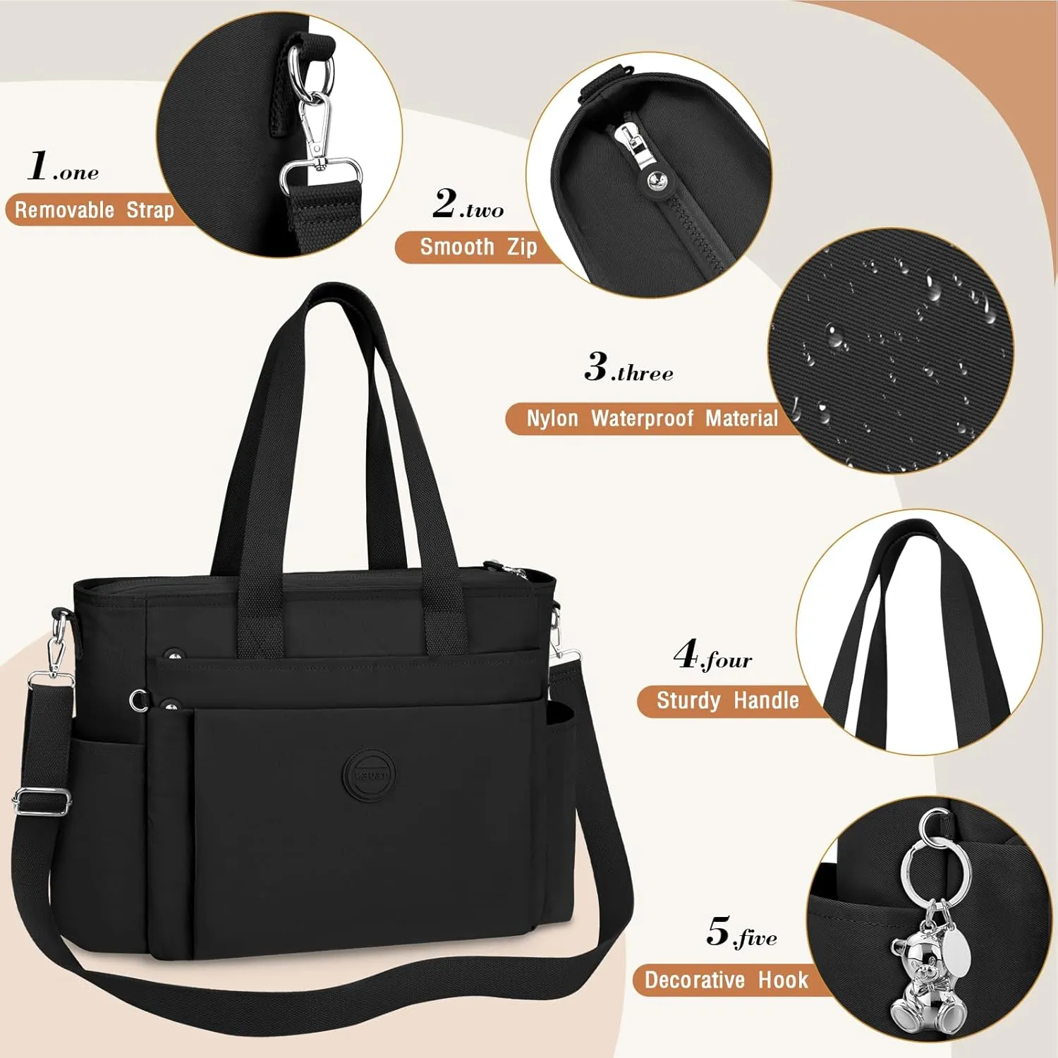 Large Tote Bag for Women, Waterproof Nylon Crossbody Tote Bag Shoulder Bag Carry On Bags for Travel Work Gym