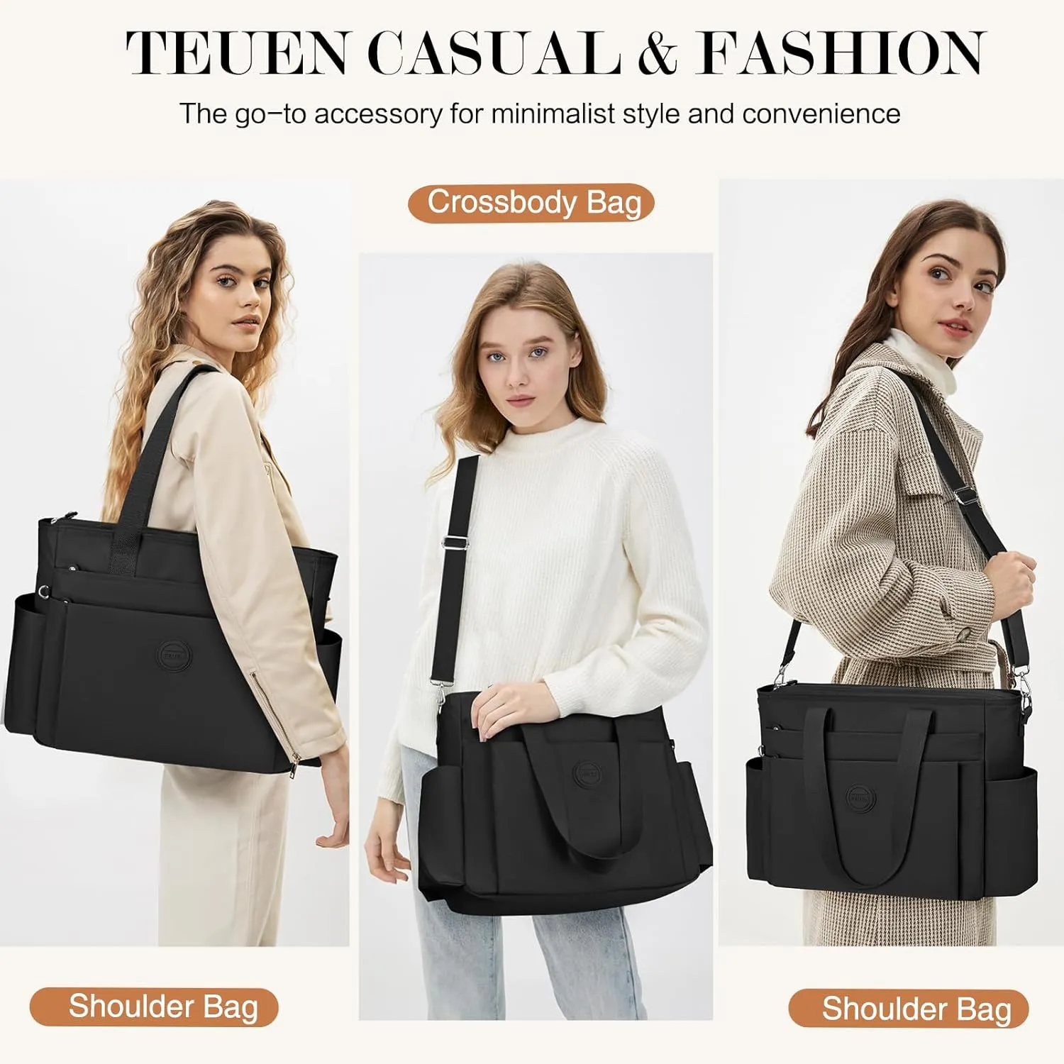 Large Tote Bag for Women, Waterproof Nylon Crossbody Tote Bag Shoulder Bag Carry On Bags for Travel Work Gym