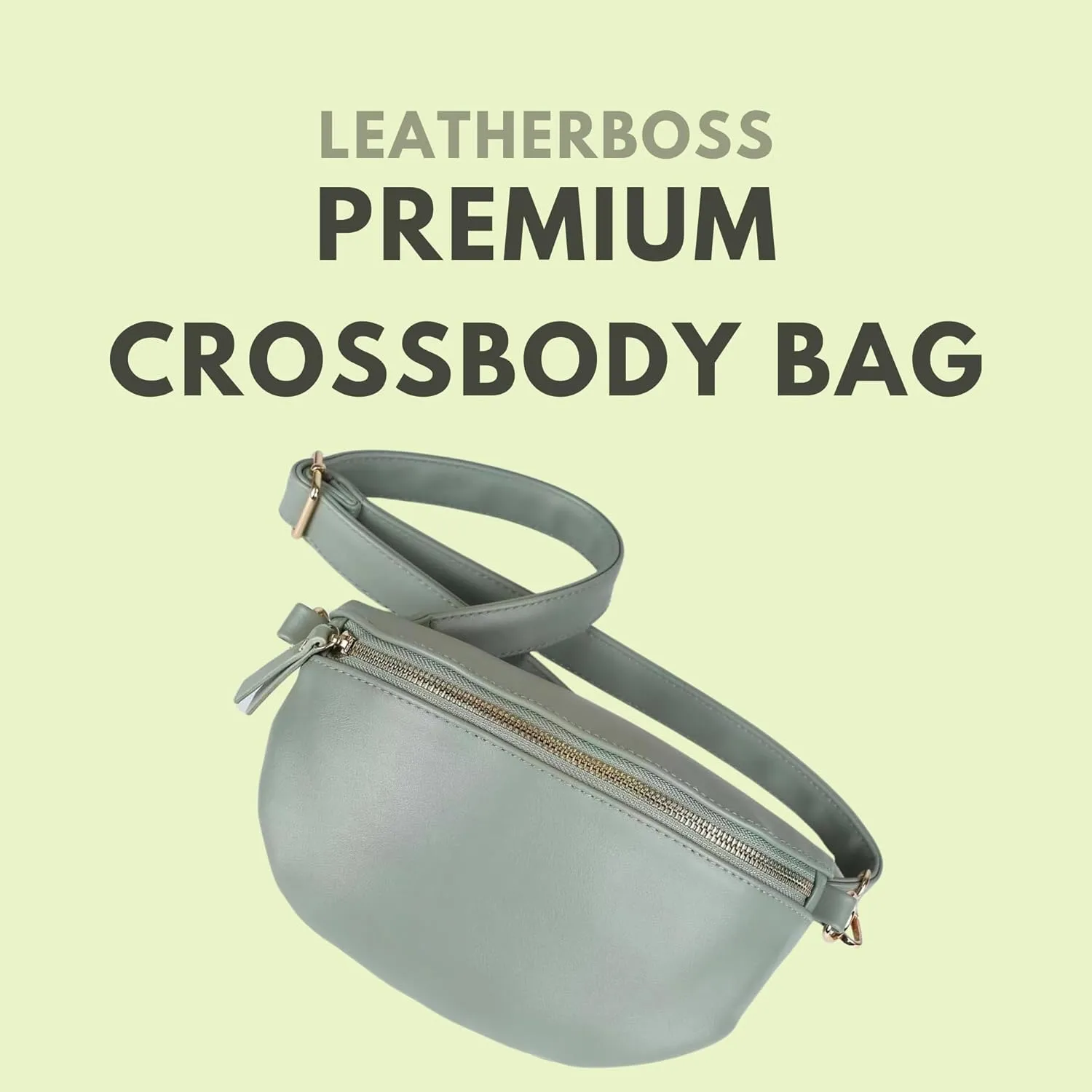 Leatherboss Trendy Vegan Leather Crossbody Bag for Women, Adjustable strap