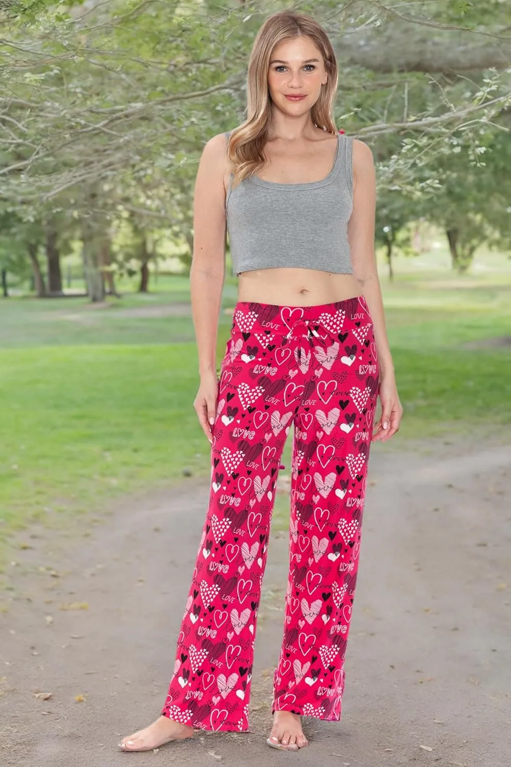 Leggings Depot Women's Casual Long Pajama Lounge Pants Drawstring Sleepwear-Print Design