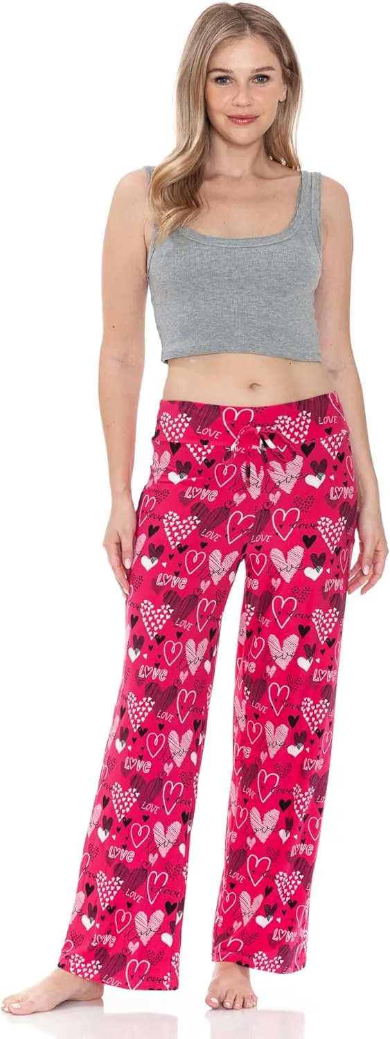 Leggings Depot Women's Casual Long Pajama Lounge Pants Drawstring Sleepwear-Print Design