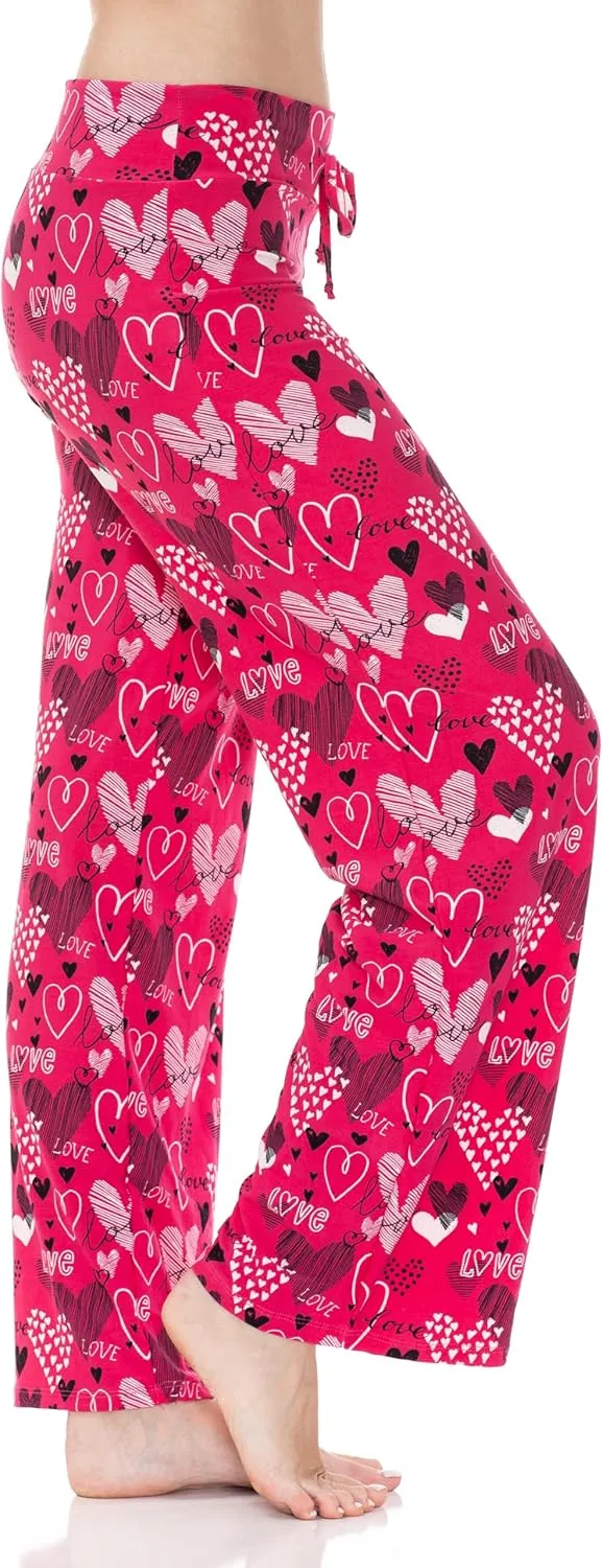 Leggings Depot Women's Casual Long Pajama Lounge Pants Drawstring Sleepwear-Print Design