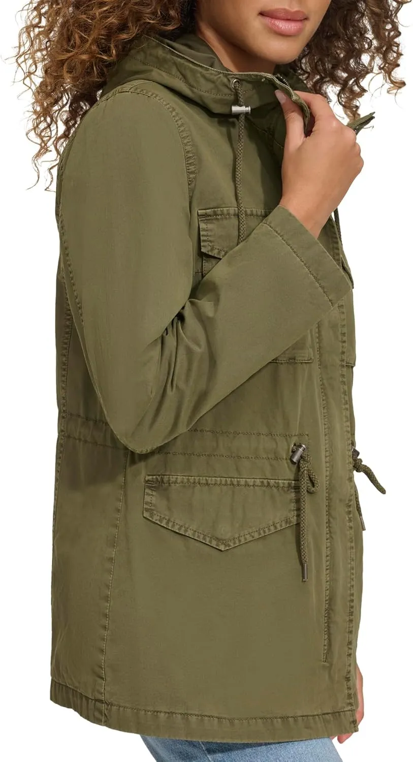 Levi's Women's Plus Four Pocket Hooded Military Jacket