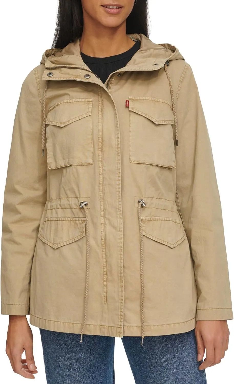 Levi's Women's Plus Four Pocket Hooded Military Jacket