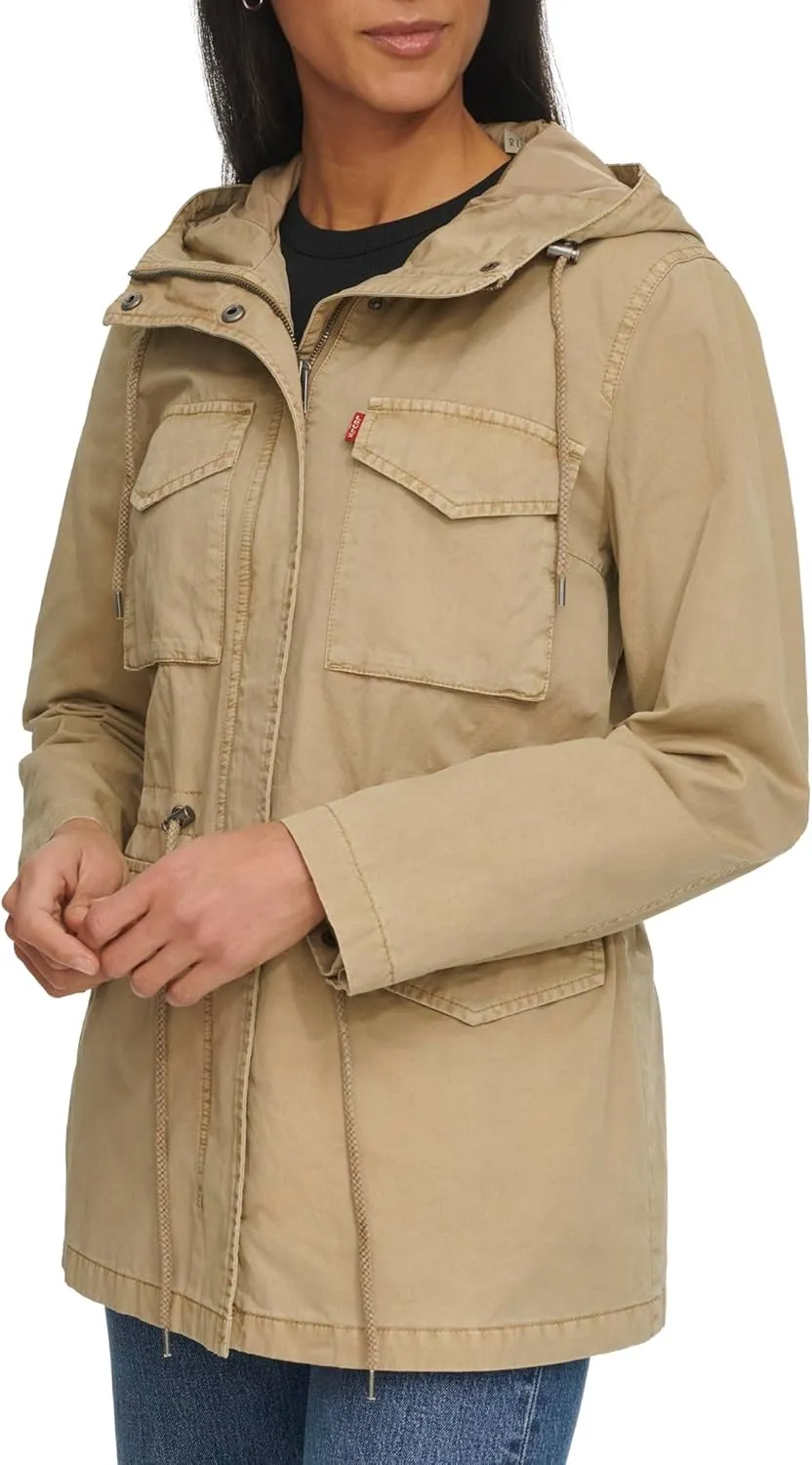 Levi's Women's Plus Four Pocket Hooded Military Jacket