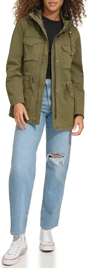 Levi's Women's Plus Four Pocket Hooded Military Jacket