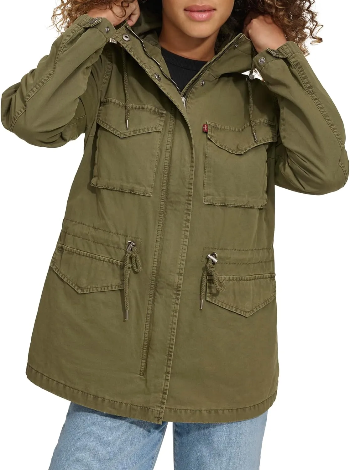 Levi's Women's Plus Four Pocket Hooded Military Jacket