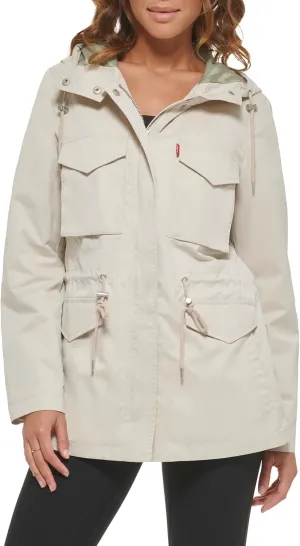 Levi's Women's Plus Four Pocket Hooded Military Jacket