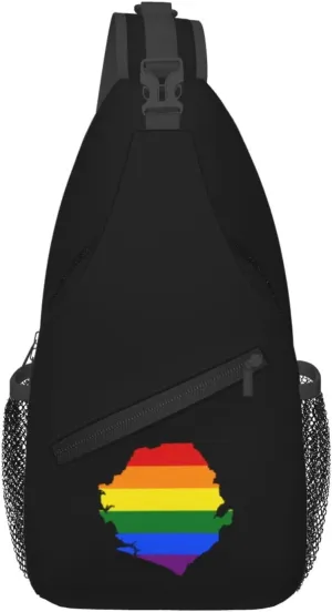LGBT Flag Map Of Sierra Leone Crossbody Bags For Women Men Chest Backpack Gym Shoulder Bag Travel Outdoor Sports Casual Crossbody Bags