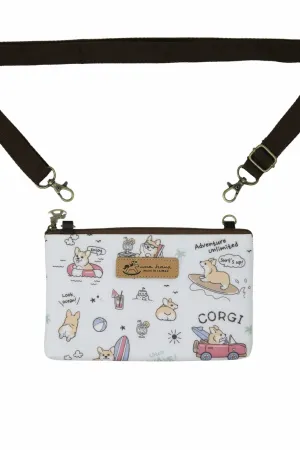 Lia Corgi Small Crossbody Bag (White - Beach)
