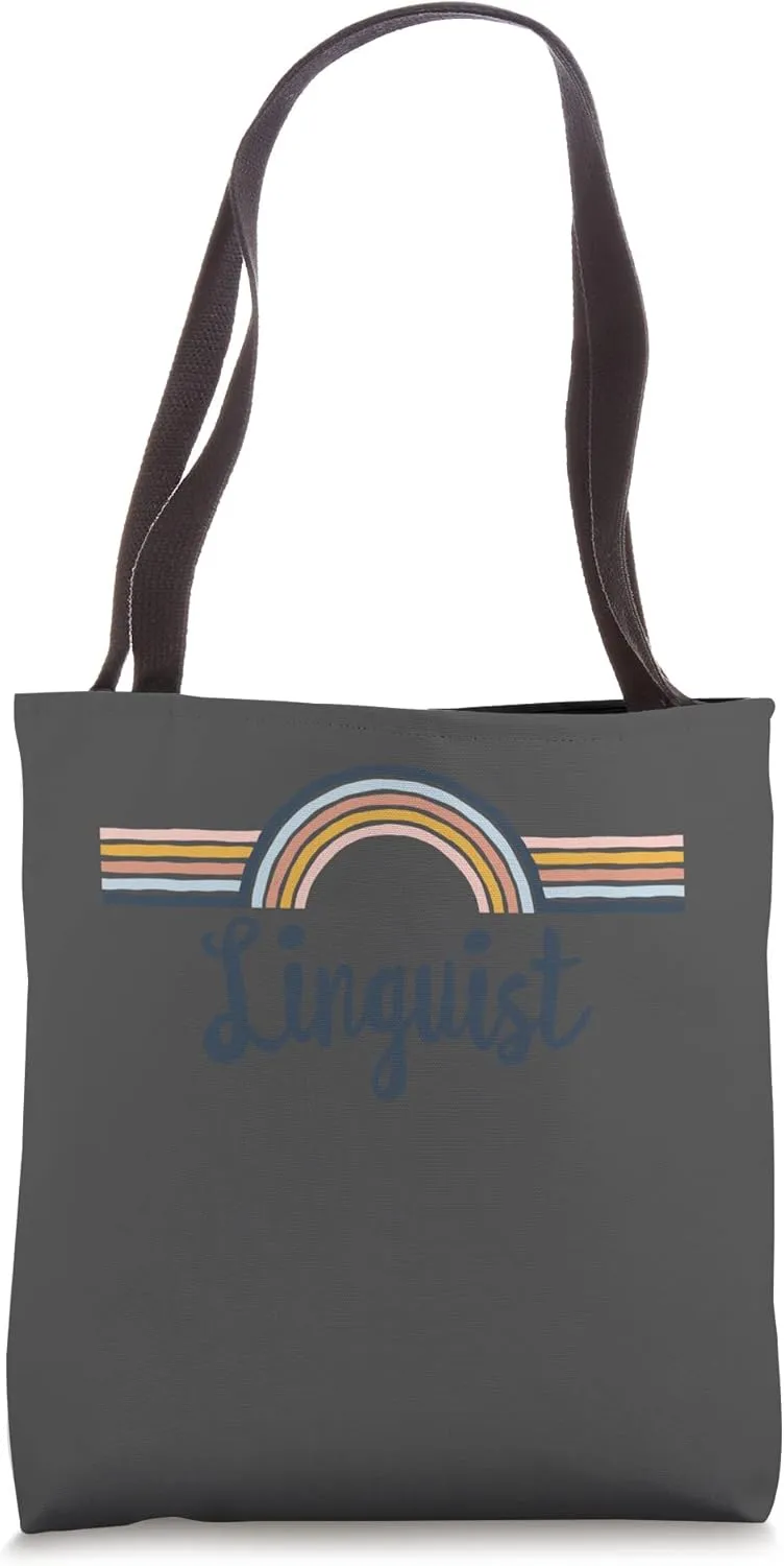 Linguist boho Rainbow Design, Cool Matching Linguist Team Tote Bag