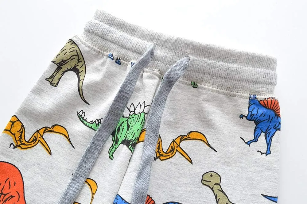 Little Boys Cartoon Pattern Cotton Drawstring Elastic Sweatpants Sport Jogger Pants with Pocket